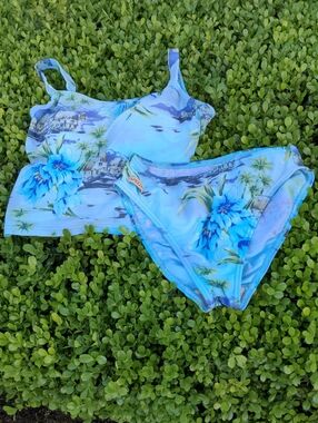 Speedo Light Blue Floral Tankini